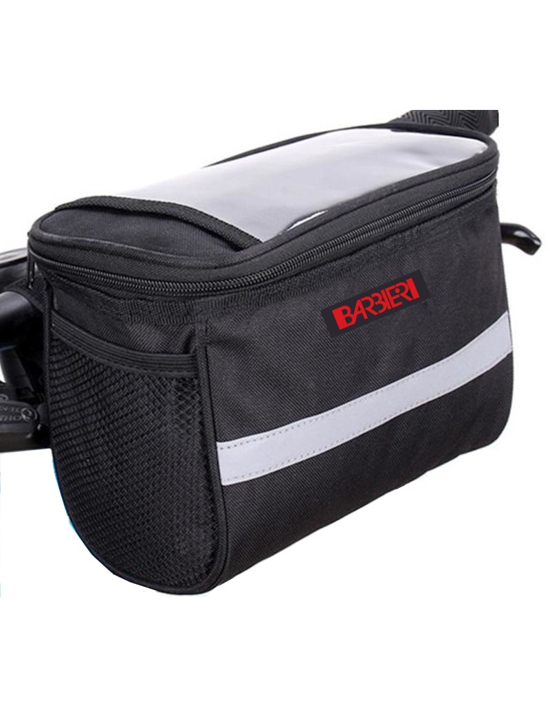BORSA NERA DA MANUBRIO GRIGIA PER BICI CON PORTA CARTINA 3.6 L