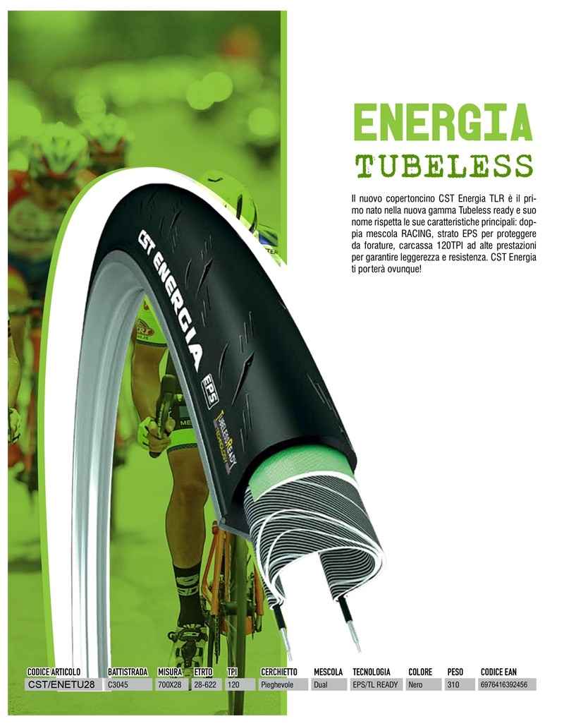 CST ENERGIA COPERTONCINO PIEGHEVOLE TUBELESS CORSA 700X28 310g