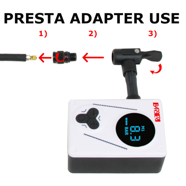 UNIVERSAL POCKET MINI COMPRESSOR FOR ALL VALVES 8.3 BAR WITH DIGITAL DISPLAY