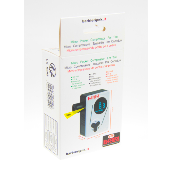 UNIVERSAL POCKET MINI COMPRESSOR FOR ALL VALVES 8.3 BAR WITH DIGITAL DISPLAY