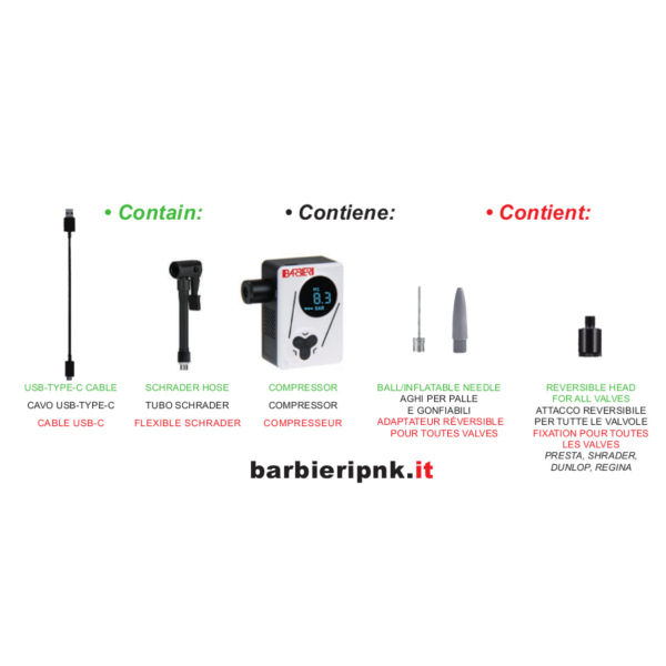 UNIVERSAL POCKET MINI COMPRESSOR FOR ALL VALVES 8.3 BAR WITH DIGITAL DISPLAY