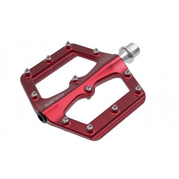 MTB PLATFORM PEDALS IN ALUMINUM RED 298g PER PAIR 9.5X10X2cm