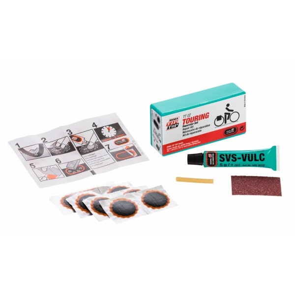 TIP TOP Kit completo per riparazione camere d'aria con toppe bici